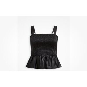 Torrid Peplum Faux Leather Smocked Top‎ Black 2 2x 18 20
